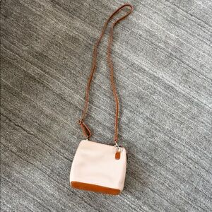 Vera Pelle Pink and Tan Crossbody Bag leather made in Italy